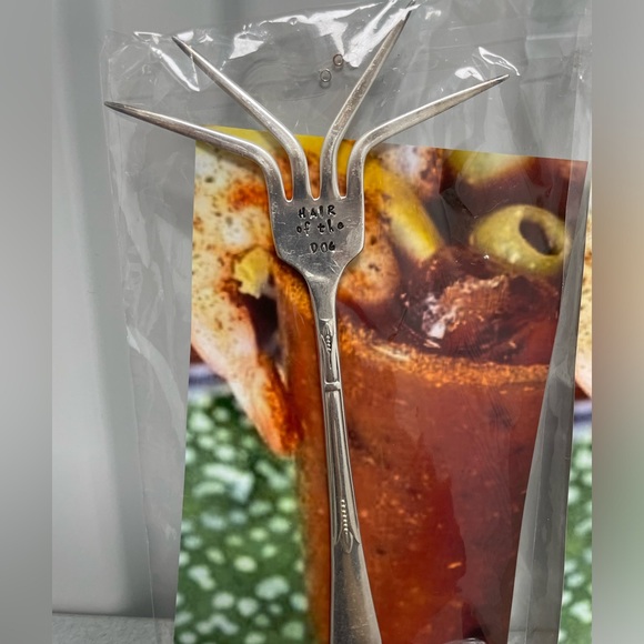 Set of 2 Bloody Mary garnish stir forks breakfast of champs Hand crafted/stamped - Picture 8 of 8